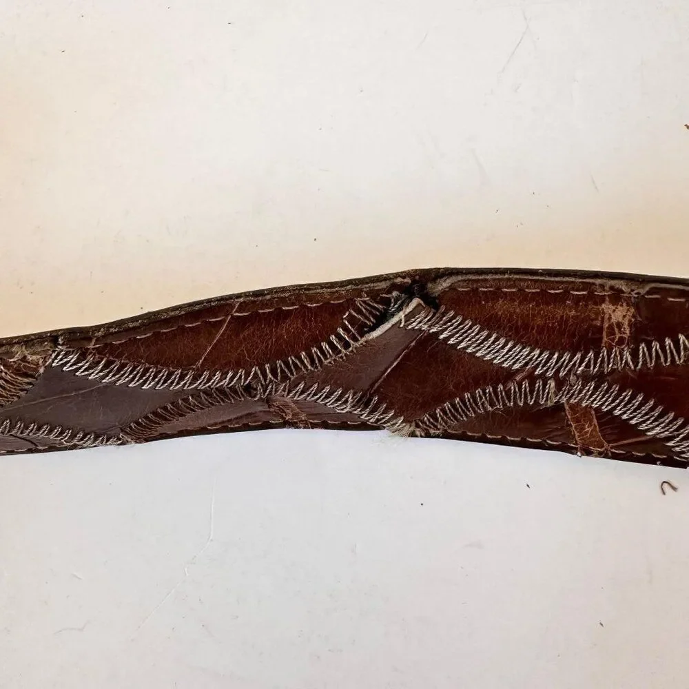 Vintage JUSTIN Mens Brown Belt 42 L Crocodile Genuine Exotic Leather Western - Picture 3 of 10